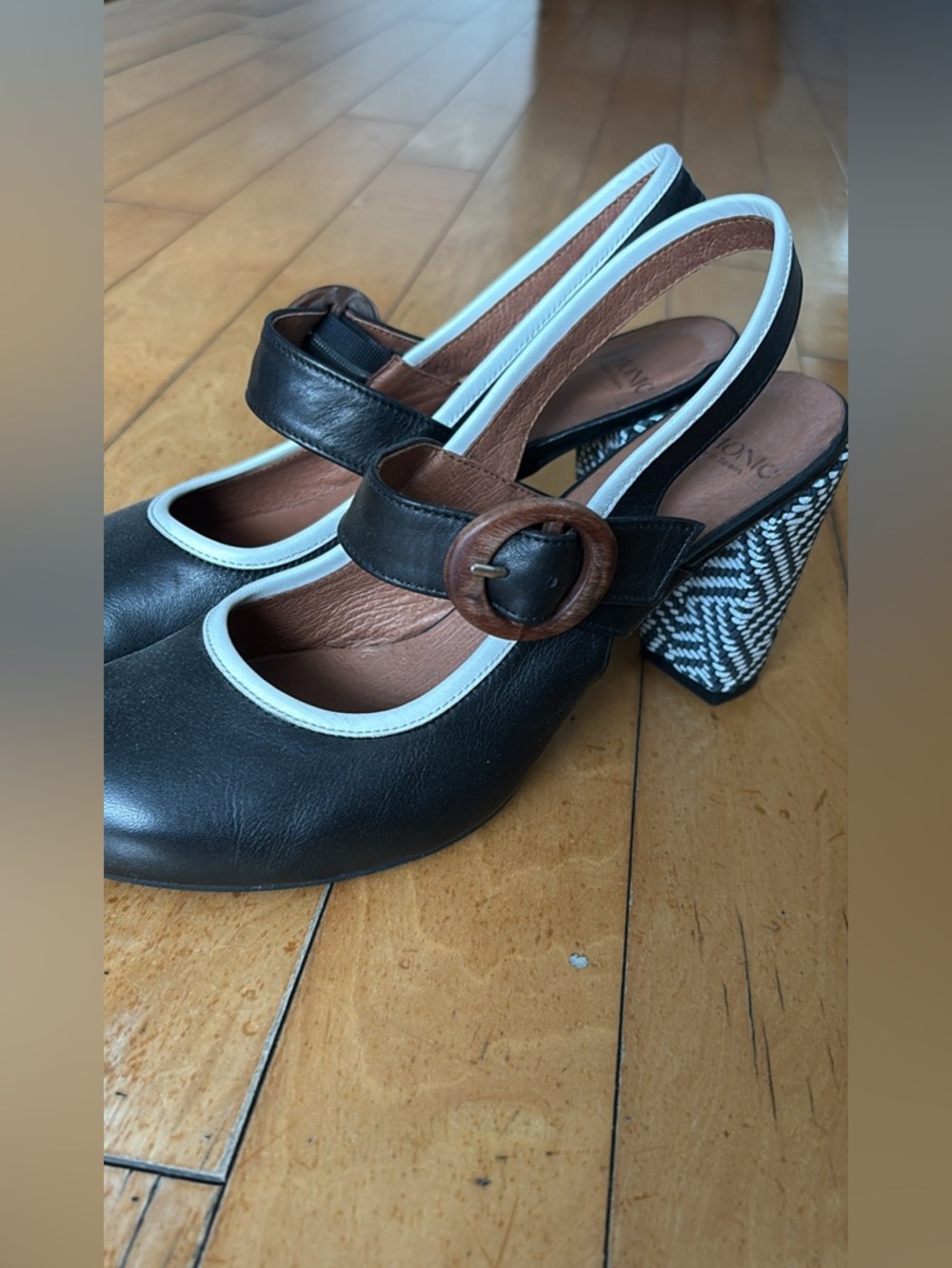 Black Womens Leather Slingback Heels by